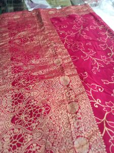 Red Floral Patterned Saree