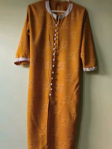 Mustard Yellow Kurti with Button Detail