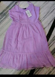 Pink Ribbed Crop Top&amp; Lilac Midi Dress SHEIN Brand