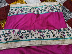 Pink Printed Saree With Beautiful Border