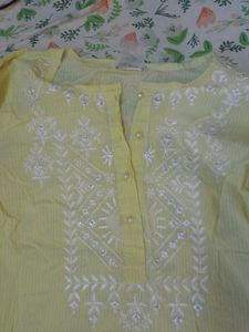 Yellow Embroidered Kurta