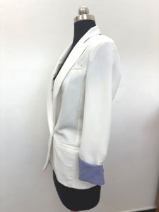 White Blazer with Blue Cuffs