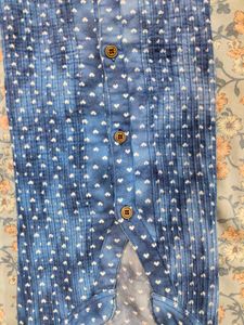 💠Blue Heart Dot Pintuck Blouse💠