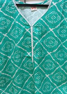 Green Printed Kurta