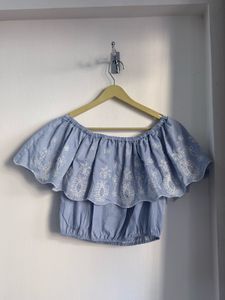 Frill Off Shoulder Crop Top