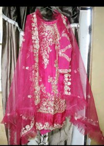 Heavy Work Suit With Frill Dupatta