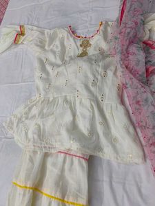 White Embroidered Top with Pom-Pom Detail