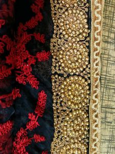 🥀🖤✨Heavy Black Embroidery Net Saree✨🖤🥀