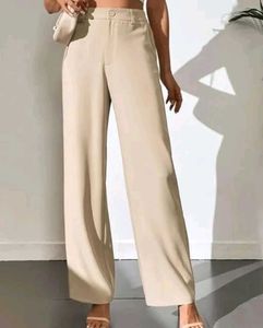 Beige Wide Leg Pants