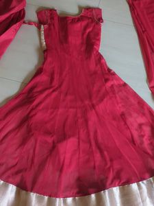 Red &amp; Gold Anarkali Suit