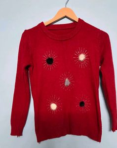 Christmas red woolen top
