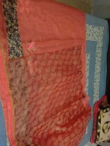 Net Pallu With Gotta Work Peach Color Sarri