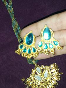 Sale📢📢Blue Studded Necklace And Earrings Set