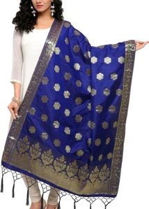 Navy Blue Banarasi Dupatta