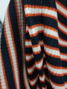 Orange , White And Black Strips Top