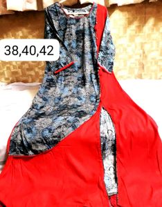 Combo A-line Floor Length Kurti Cum Dress