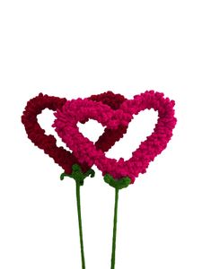 2 Pcs Handmade Crochet Heart Sticks – Red &amp; Pink |