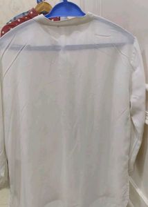 White Mandarin Collar Shirt