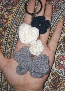 Crochet Flower &amp; Heart &amp; Bow Keychain