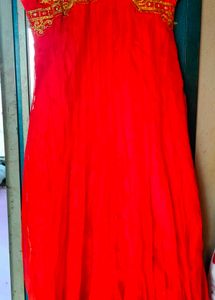 Red Ethnic Dress with Gold Detail