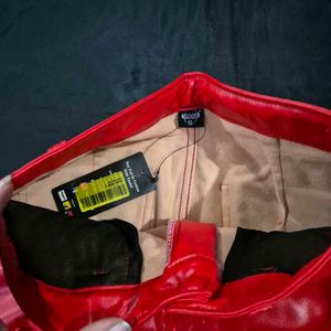 Red Faux Leather Pants|goth