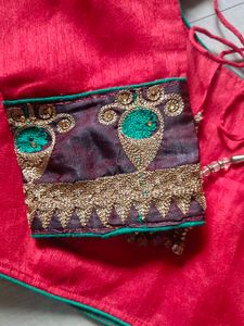 polycell red colour beautiful saree