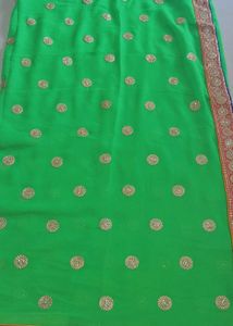 Green Embroidered Saree