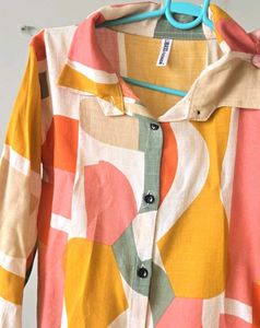 Abstract Print Button-Down Shirt