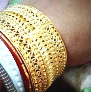 Ornate Gold-Tone Bangle Bracelet