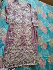 Lavender Pakistani Kurta Set With Dupatta
