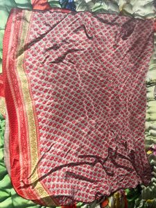 Red Paisley pure crepe saree