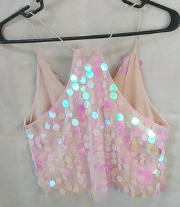 Pink Sequin Iridescent Cami Top