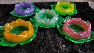 Resin Lotus Candle Holders - Set of 5