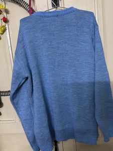 Cute Bear Print Blue Sweater