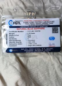 Certified Natural Blue Srilankan Sapphire