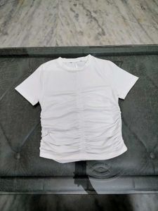 White Ruched T-Shirt