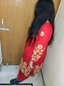 Red Net Kurta Set gota patti 3xl Women Treditional