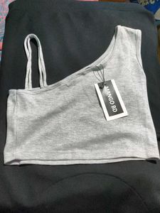 Gray One Shoulder Top