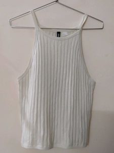 White Ribbed Tank Top