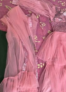 Beautiful 3 Layered Party Gown With Matchin Dupata