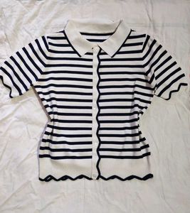 Aesthetic Navy Blue Striped Top