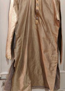 Beige blend Jacket With Coper Kurta