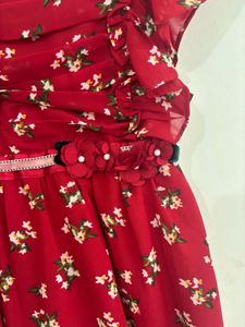 Red Floral Girls Dress