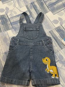 Cute Denim Dino Overalls