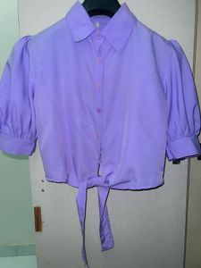 Cute Lilac Tie-Front Top