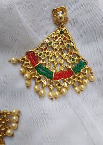 MULTI COLOURED KUNDAN &amp; PEARLS CHANDELIERS 🎀