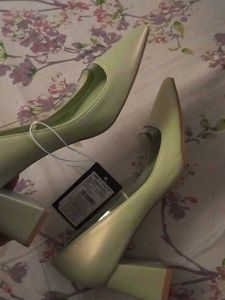 Lime Square-Toe Block Heels