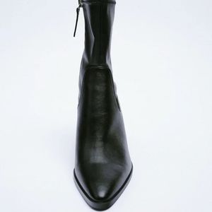 Zara Leather Ankle Heeled Boots