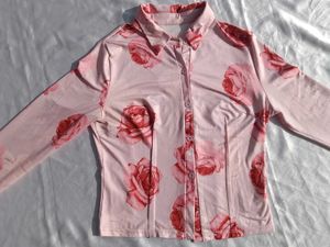 Brand New (Urbanic)Satin Floral Rose Pink Crp Top