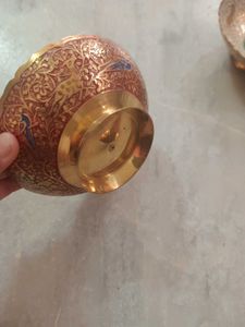 Gold Plated Peacock Embossed Brass Fruit Bowl